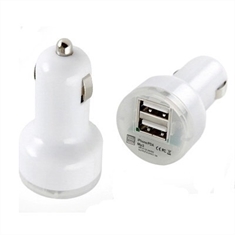 Carregador USB Veicular com 2 entradas LED - Branco